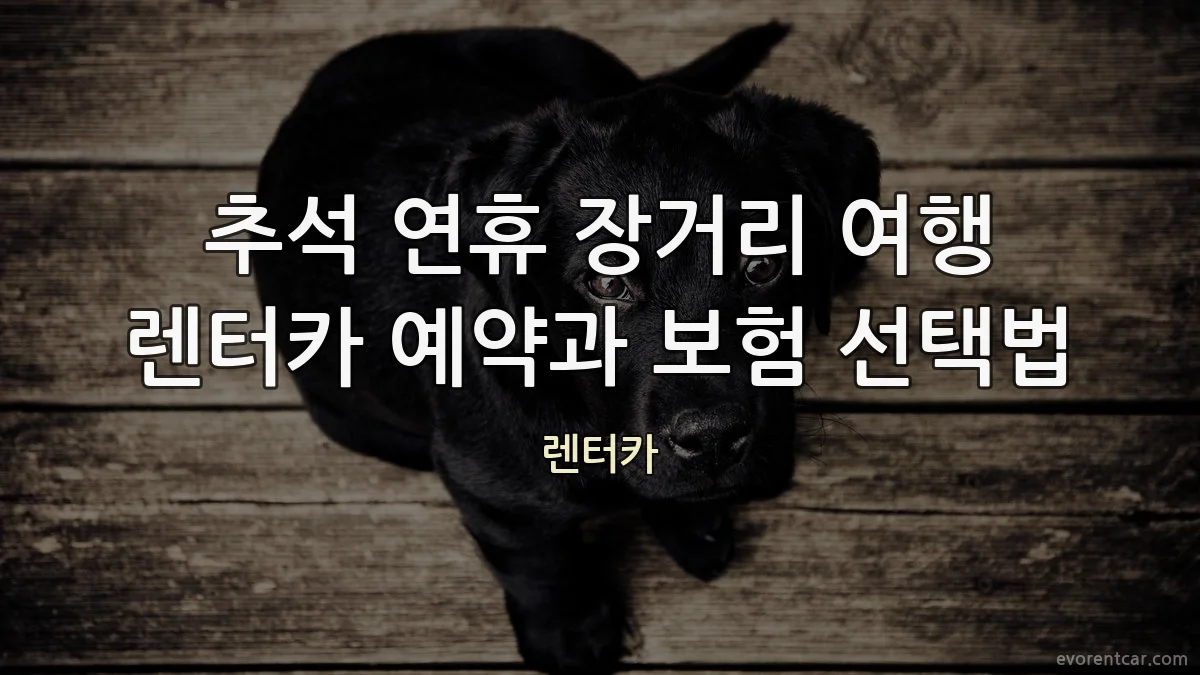 추석 연휴 장거리 여행 렌터카 예약과 보험 선택법