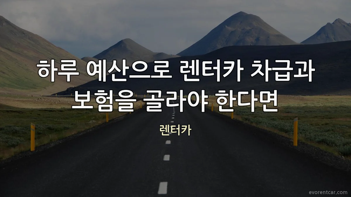 하루 예산으로 렌터카 차급과 보험을 골라야 한다면