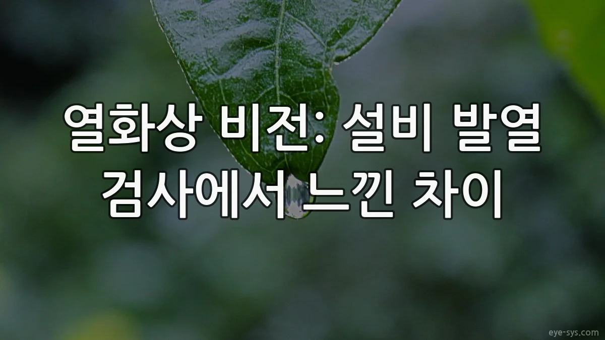 열화상 비전: 설비 발열 검사에서 느낀 차이