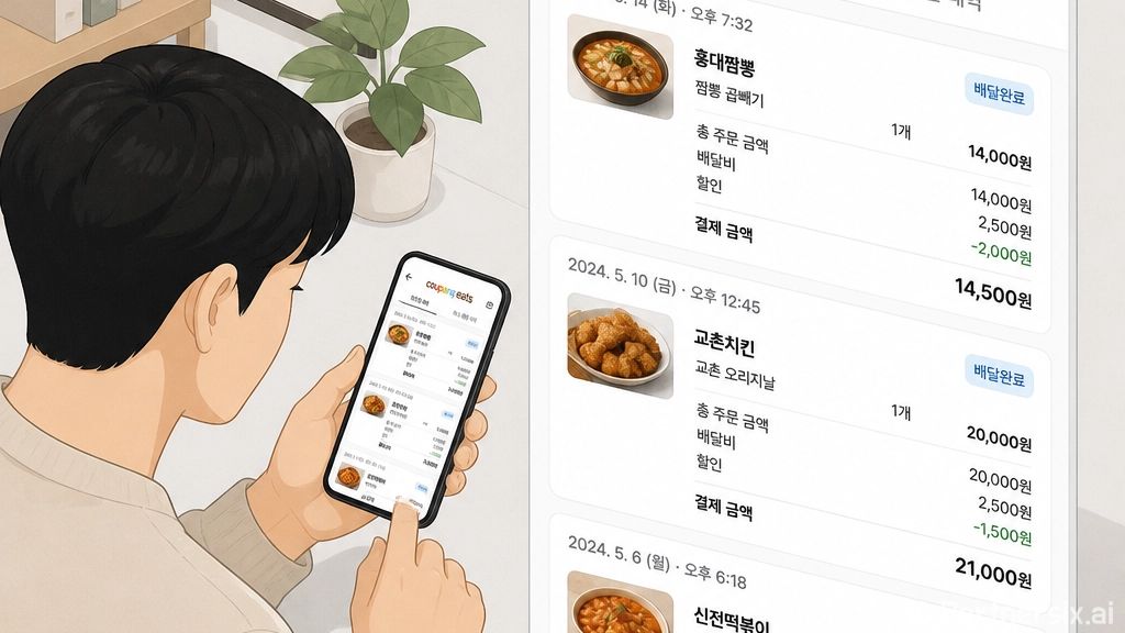 쿠팡이츠 주문내역과…