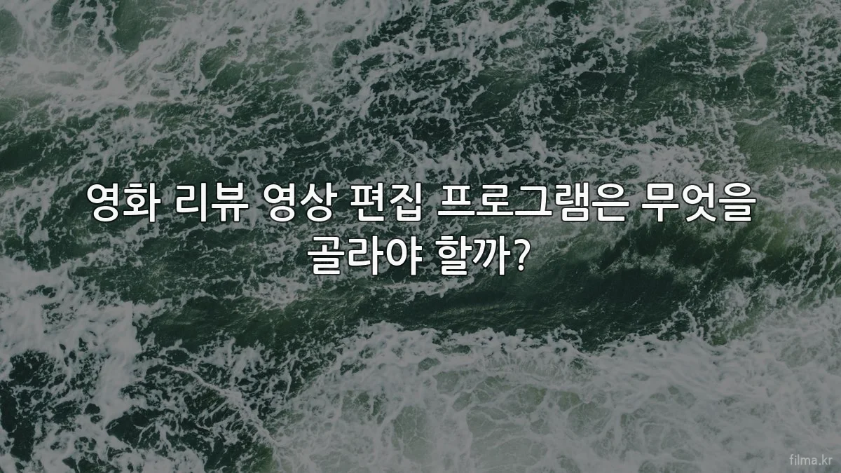 영화 리뷰 영상 편집 프로그램은 무엇을 골라야 할까?