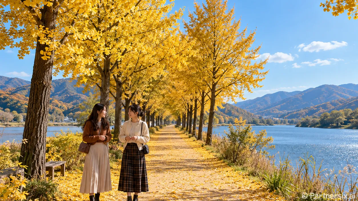 강천섬에서 가을 산…