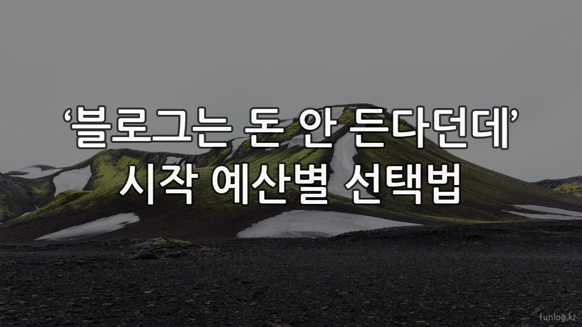 ‘블로그는 돈 안 든다던데’ 시작 예산별 선택법