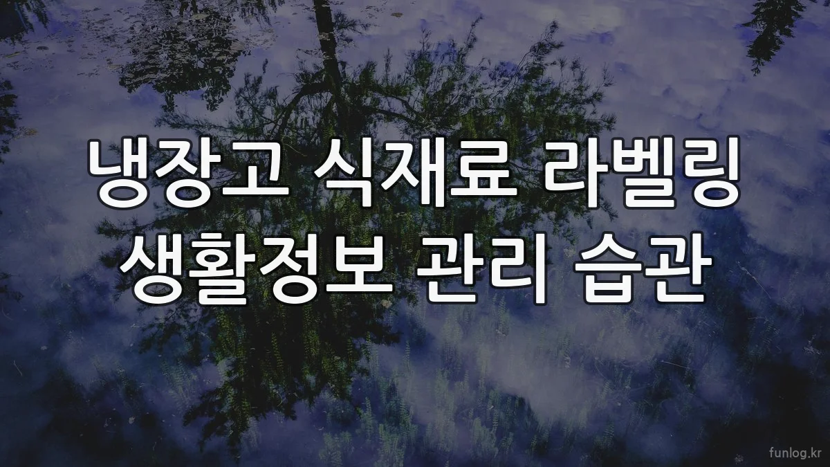 냉장고 식재료 라벨링 생활정보 관리 습관