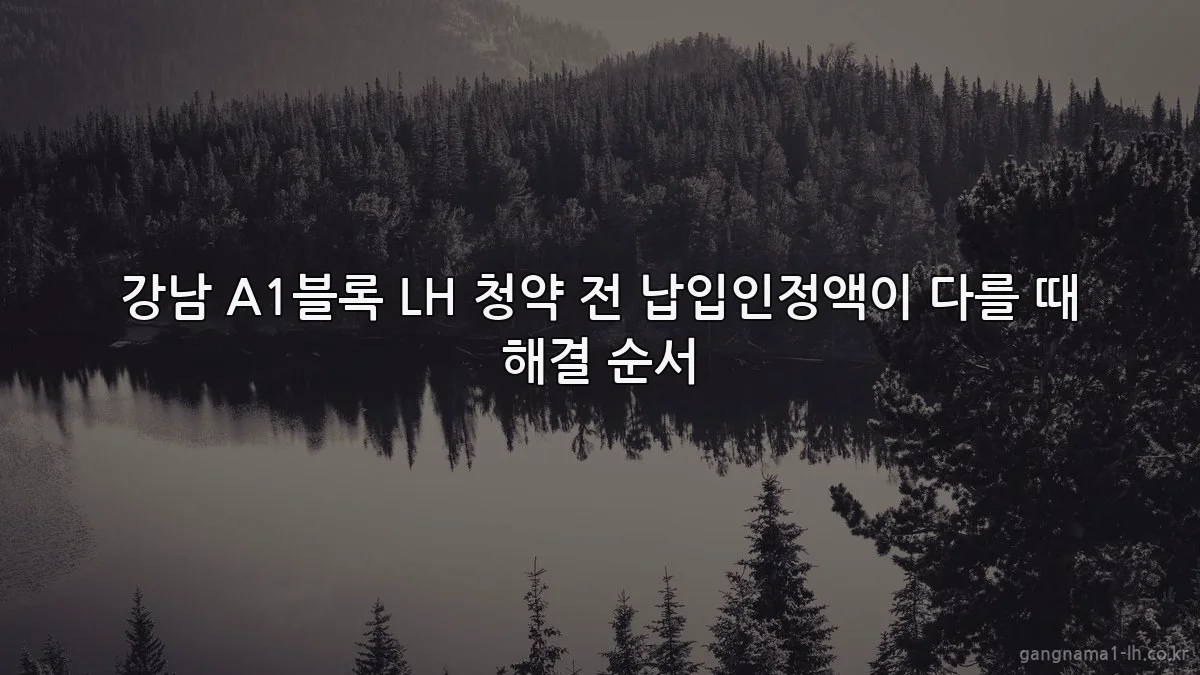 강남 A1블록 LH 청약 전 납입인정액이 다를 때 해결 순서