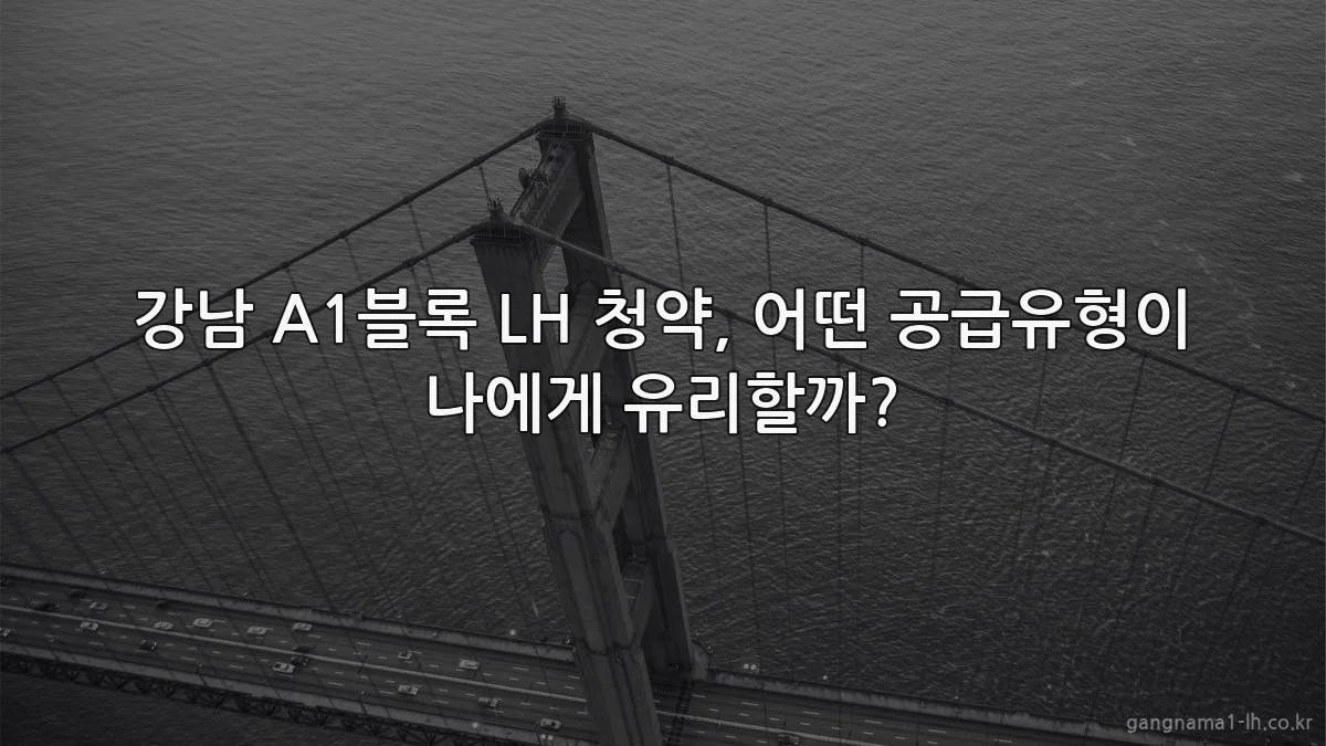 강남 A1블록 LH 청약, 어떤 공급유형이 나에게 유리할까?