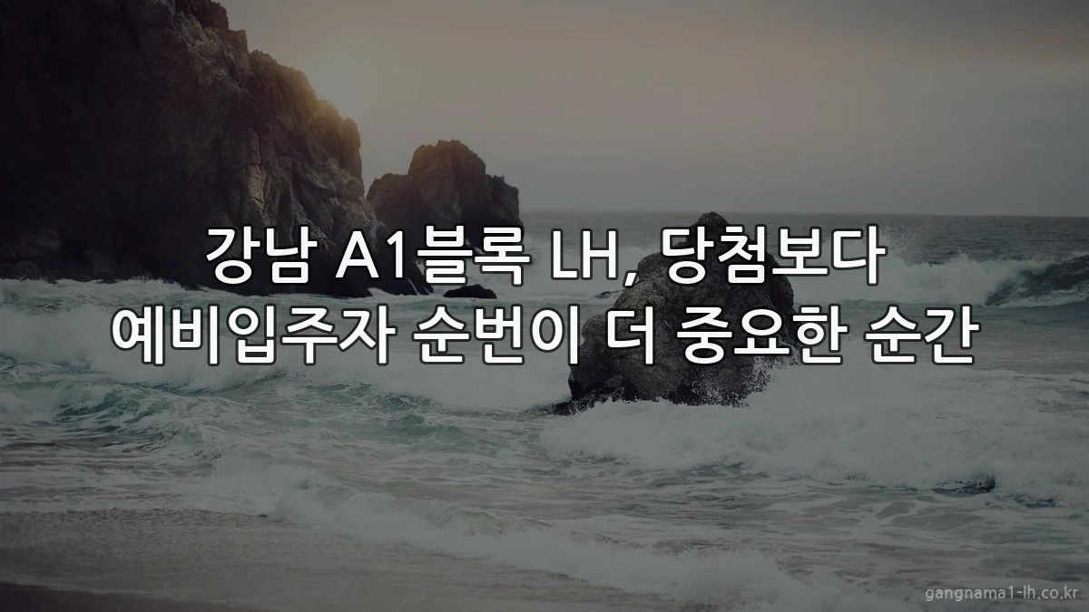 강남 A1블록 LH, 당첨보다 예비입주자 순번이 더 중요한 순간