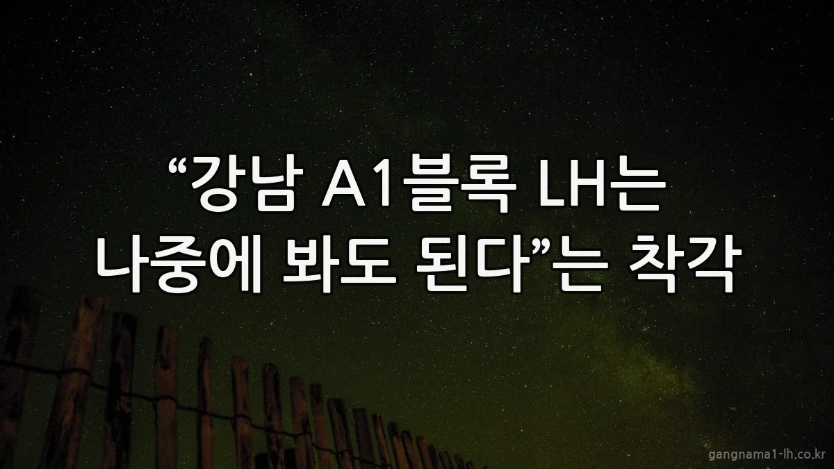 “강남 A1블록 LH는 나중에 봐도 된다”는 착각
