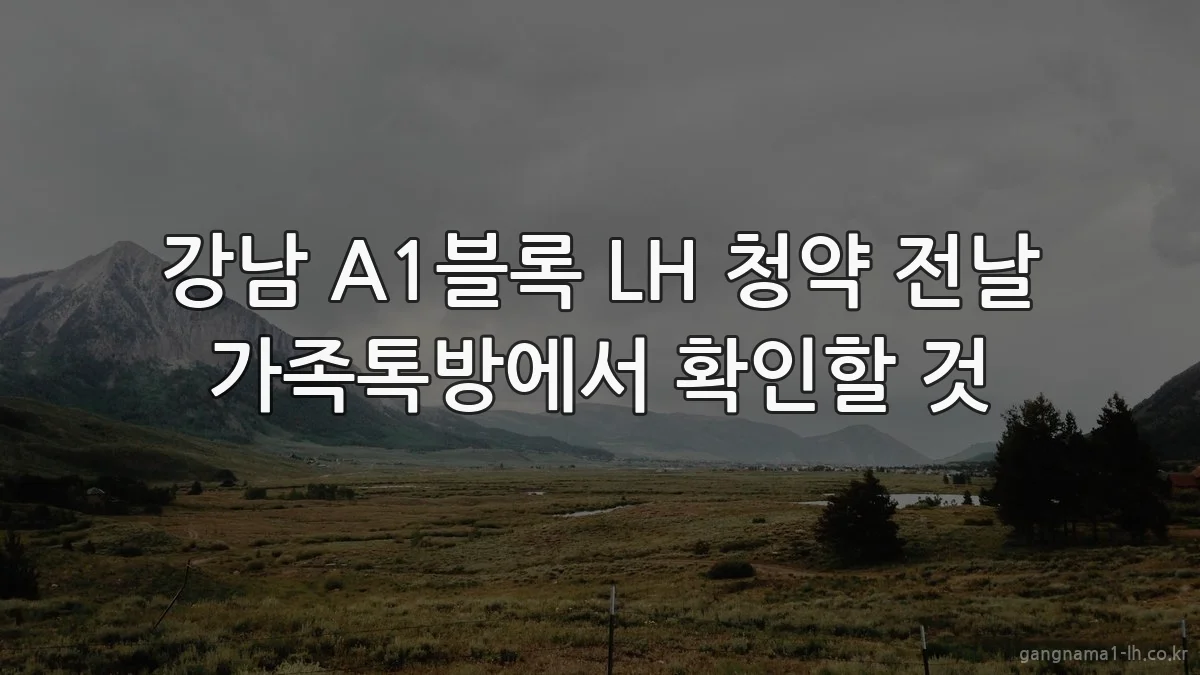 강남 A1블록 LH 청약 전날 가족톡방에서 확인할 것