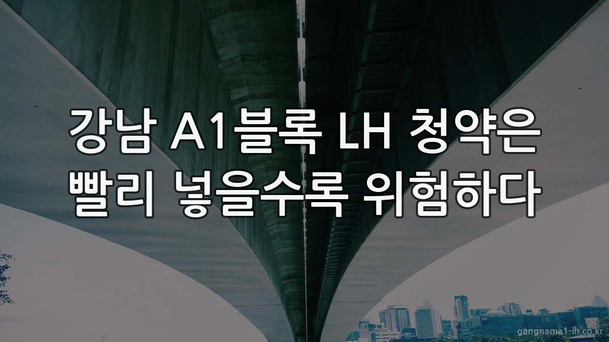 강남 A1블록 LH 청약은 빨리 넣을수록 위험하다