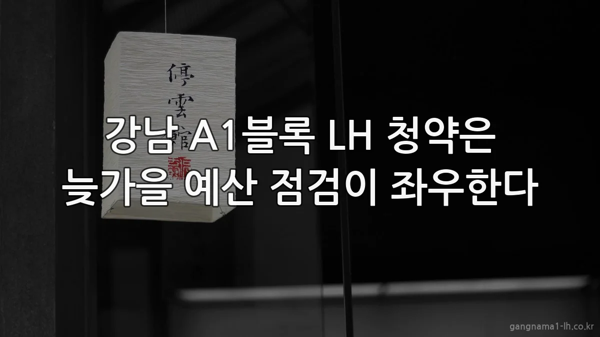 강남 A1블록 LH 청약은 늦가을 예산 점검이 좌우한다