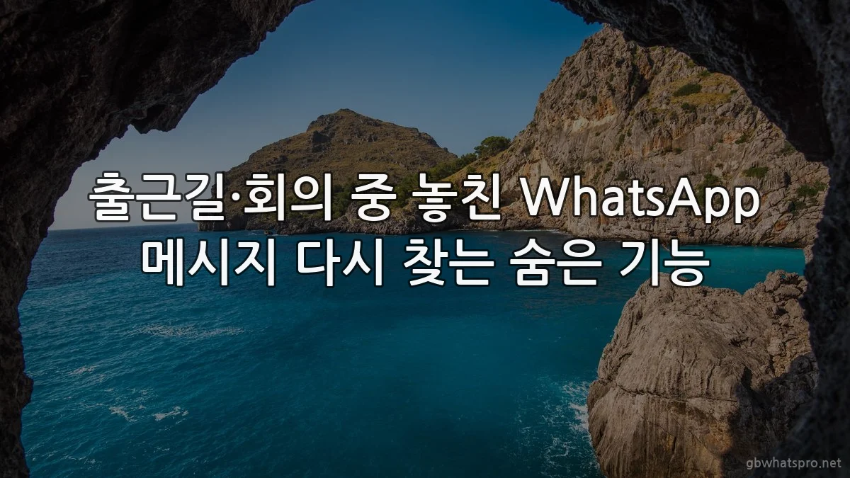 출근길·회의 중 놓친 WhatsApp 메시지 다시 찾는 숨은 기능