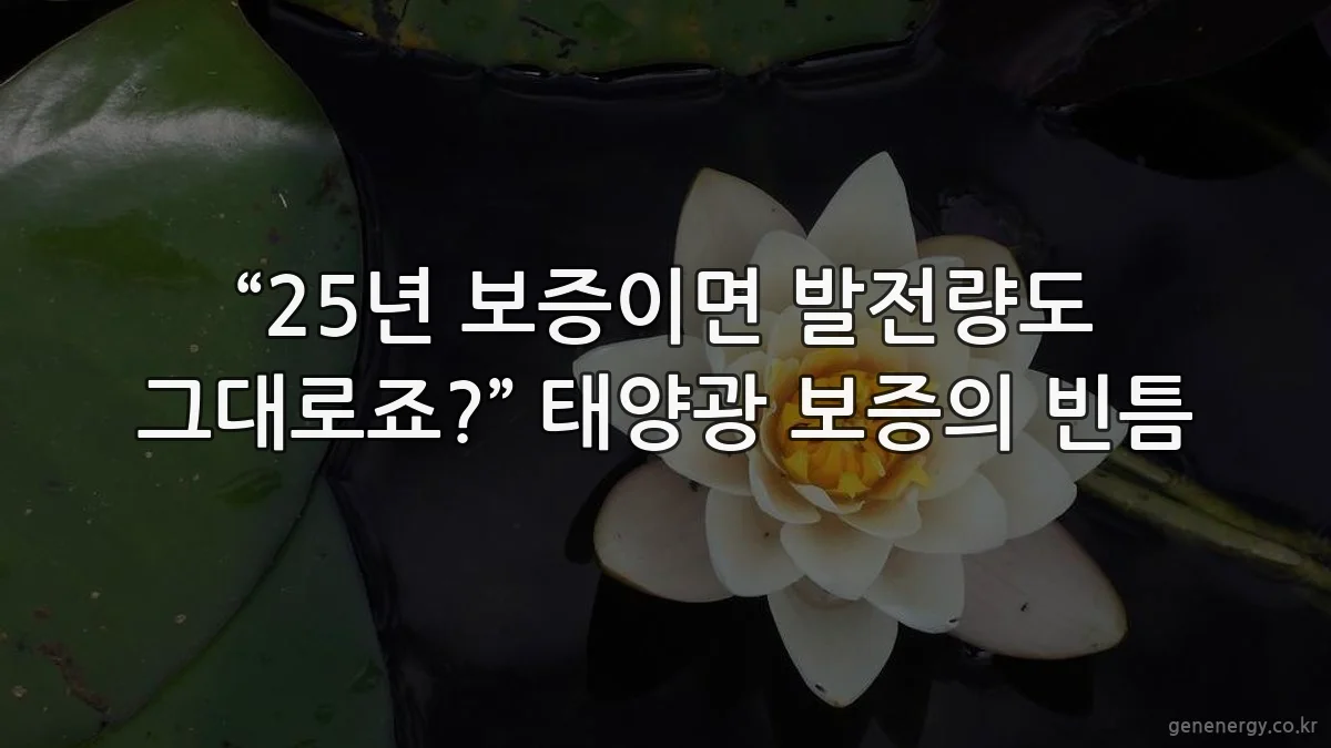 “25년 보증이면 발전량도 그대로죠?” 태양광 보증의 빈틈