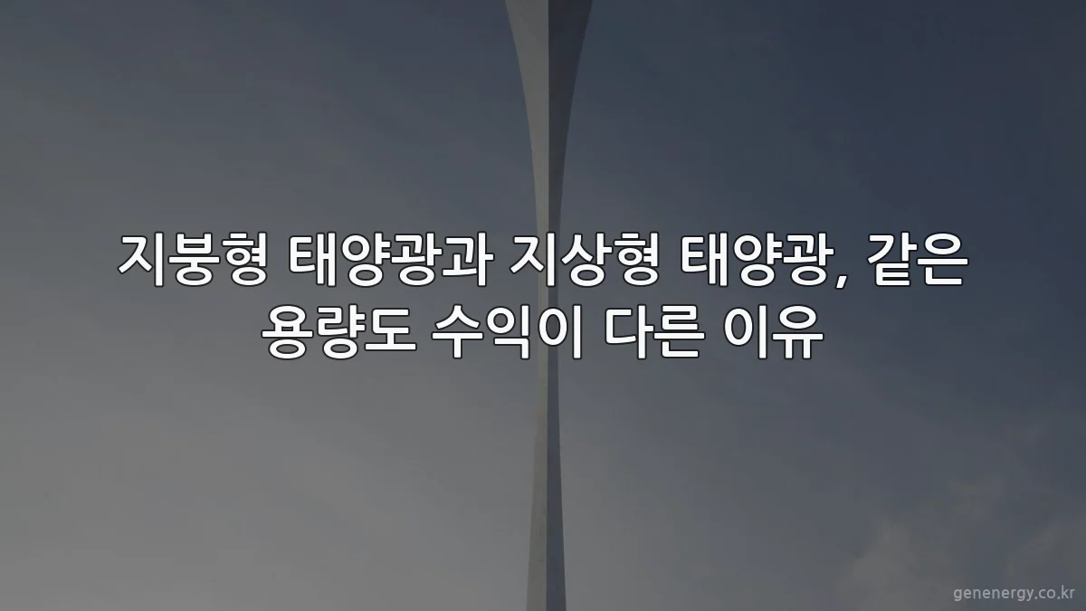 지붕형 태양광과 지상형 태양광, 같은 용량도 수익이 다른 이유
