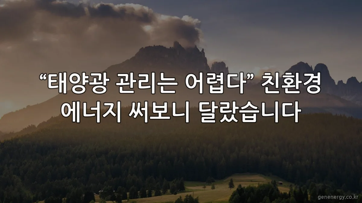 “태양광 관리는 어렵다” 친환경 에너지 써보니 달랐습니다