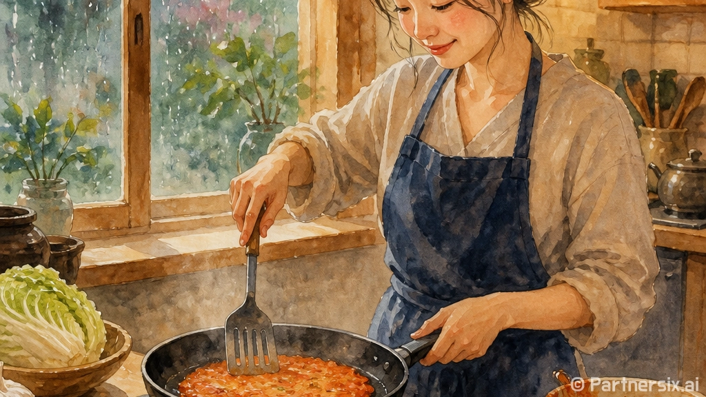 김치전 바삭하게 부…
