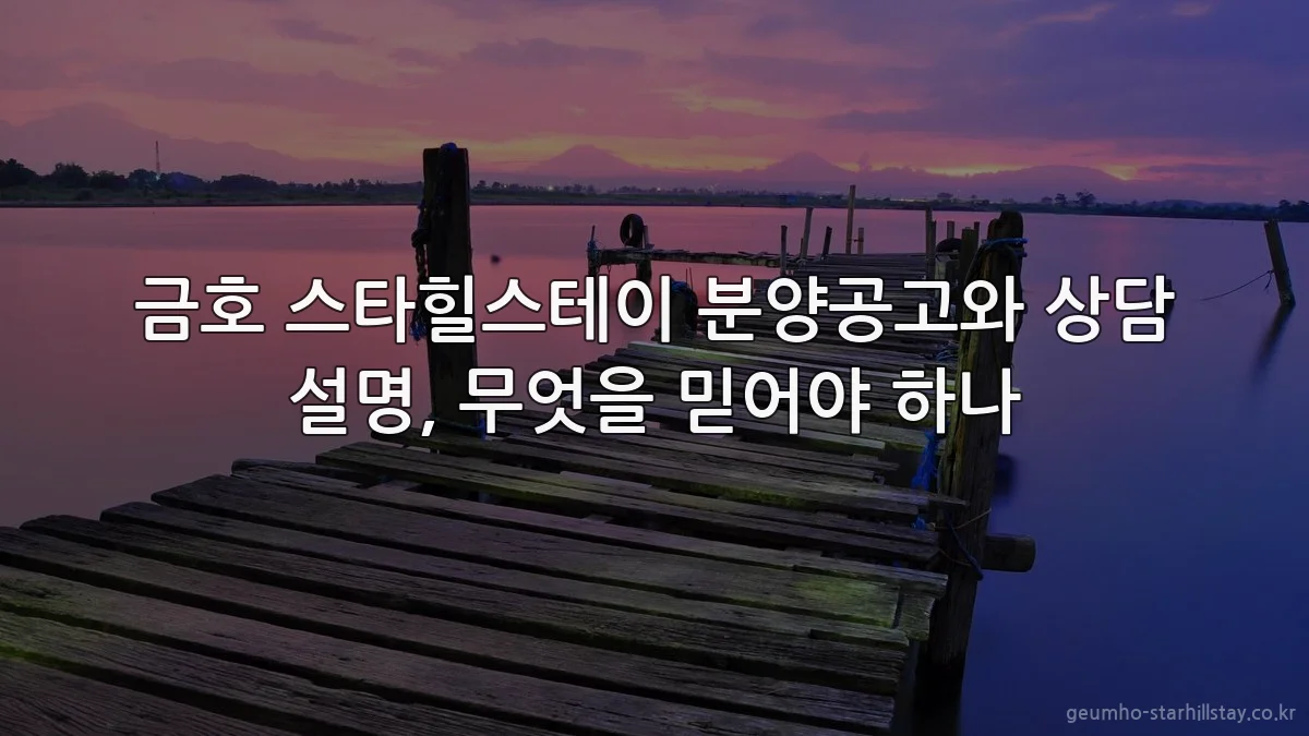 금호 스타힐스테이 분양공고와 상담 설명, 무엇을 믿어야 하나