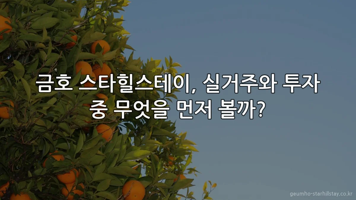금호 스타힐스테이, 실거주와 투자 중 무엇을 먼저 볼까?