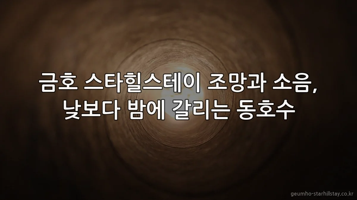 금호 스타힐스테이 조망과 소음, 낮보다 밤에 갈리는 동호수