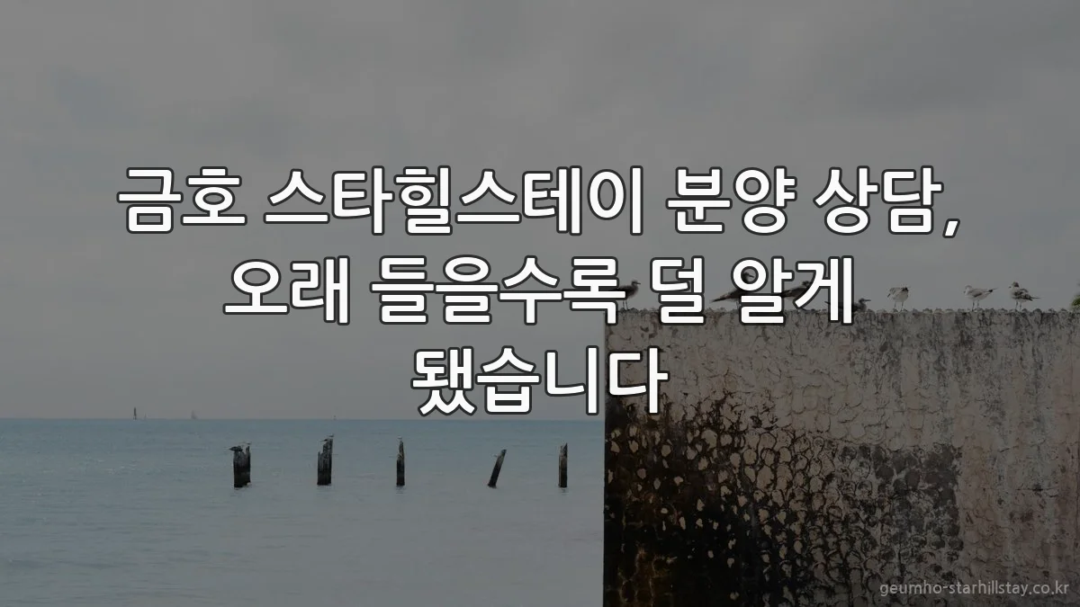 금호 스타힐스테이 분양 상담, 오래 들을수록 덜 알게 됐습니다