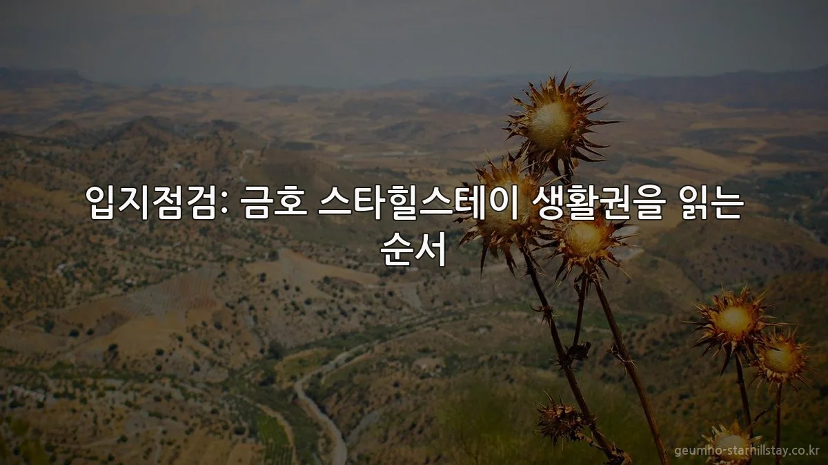 입지점검: 금호 스타힐스테이 생활권을 읽는 순서