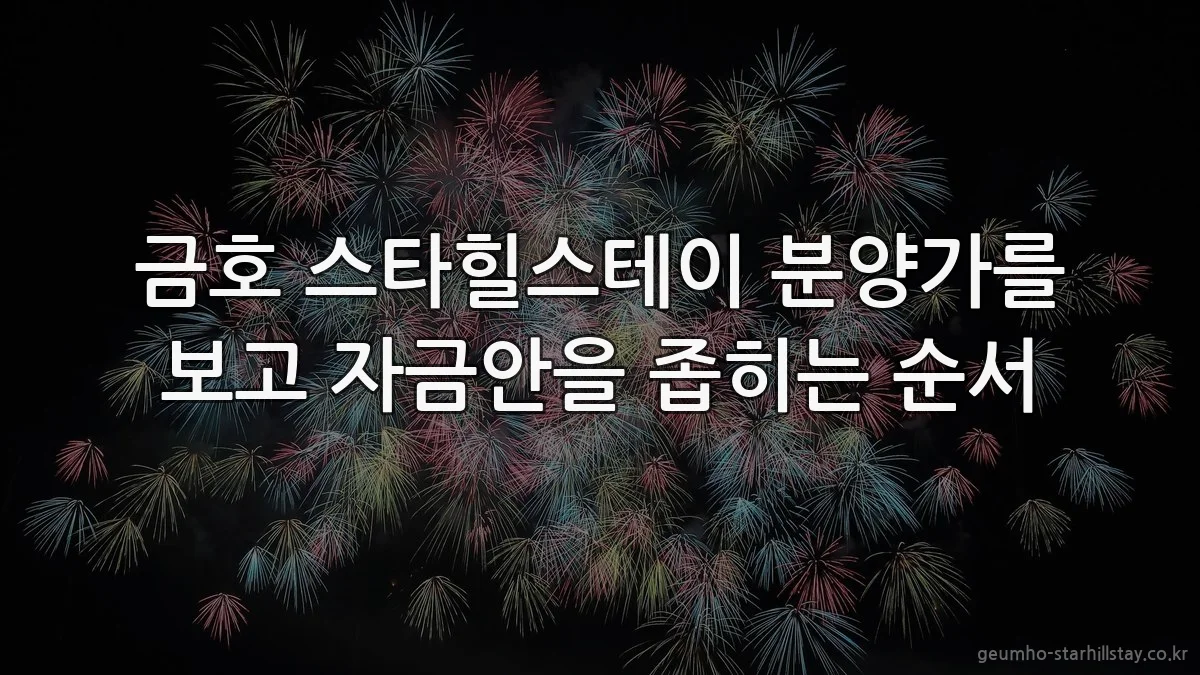 금호 스타힐스테이 분양가를 보고 자금안을 좁히는 순서