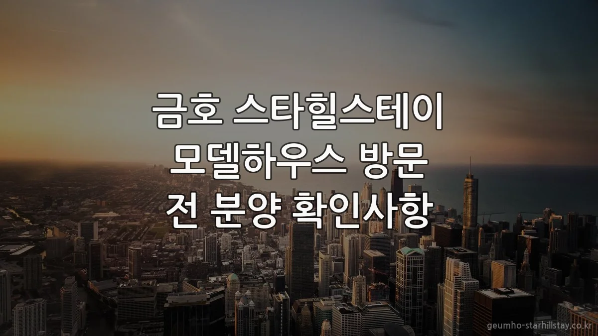 금호 스타힐스테이 모델하우스 방문 전 분양 확인사항