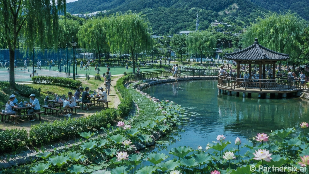 수원 율전동 밤밭청개구리공원 여름 쉼터