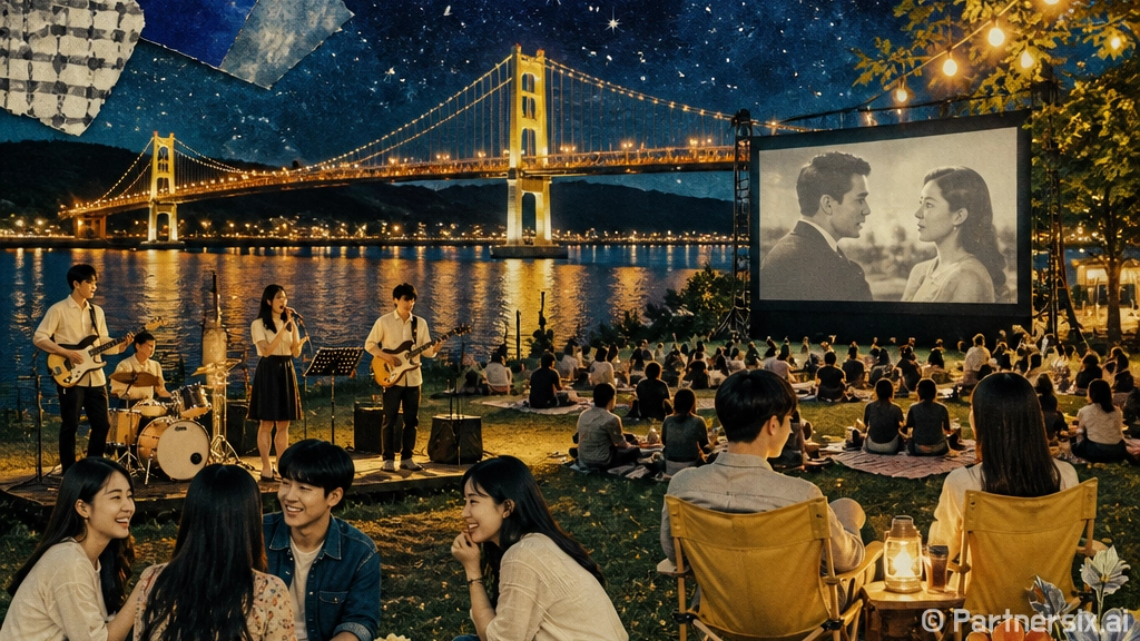 여름밤 남한강 출렁다리 별빛극장 풍경