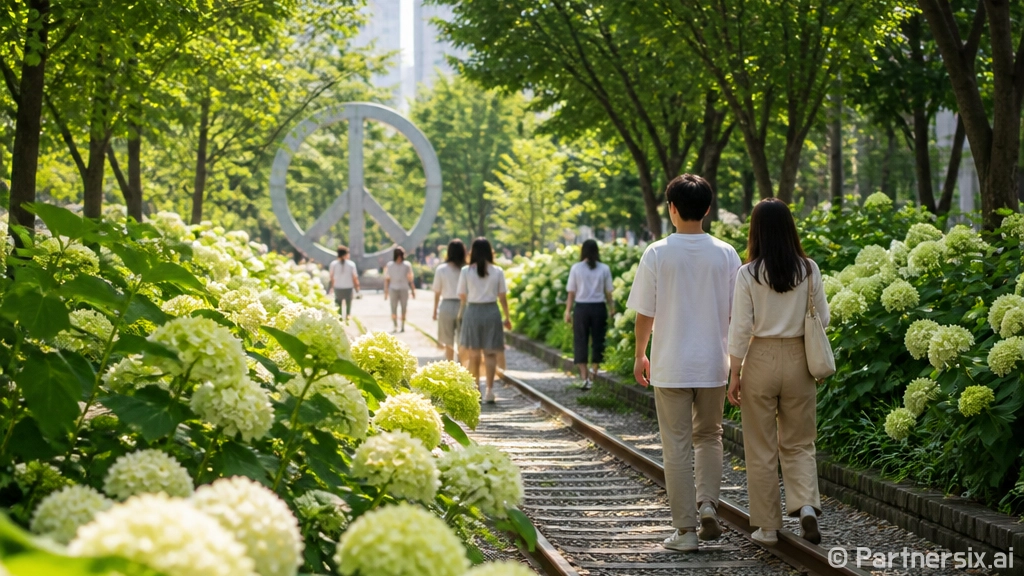 평택 부대철길 목수국 꽃길 산책