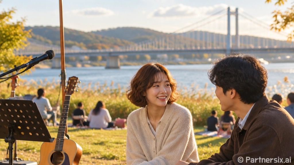 노란 파라솔 아래 가을 감성 버스킹