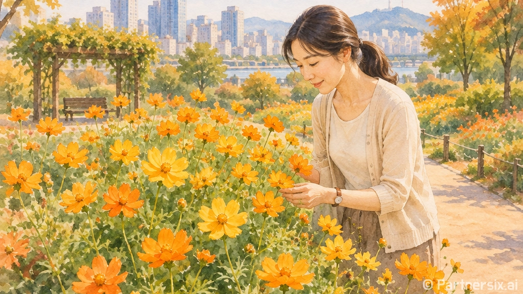 도심 속 황화코스모스 만개, 가을 정취 가득