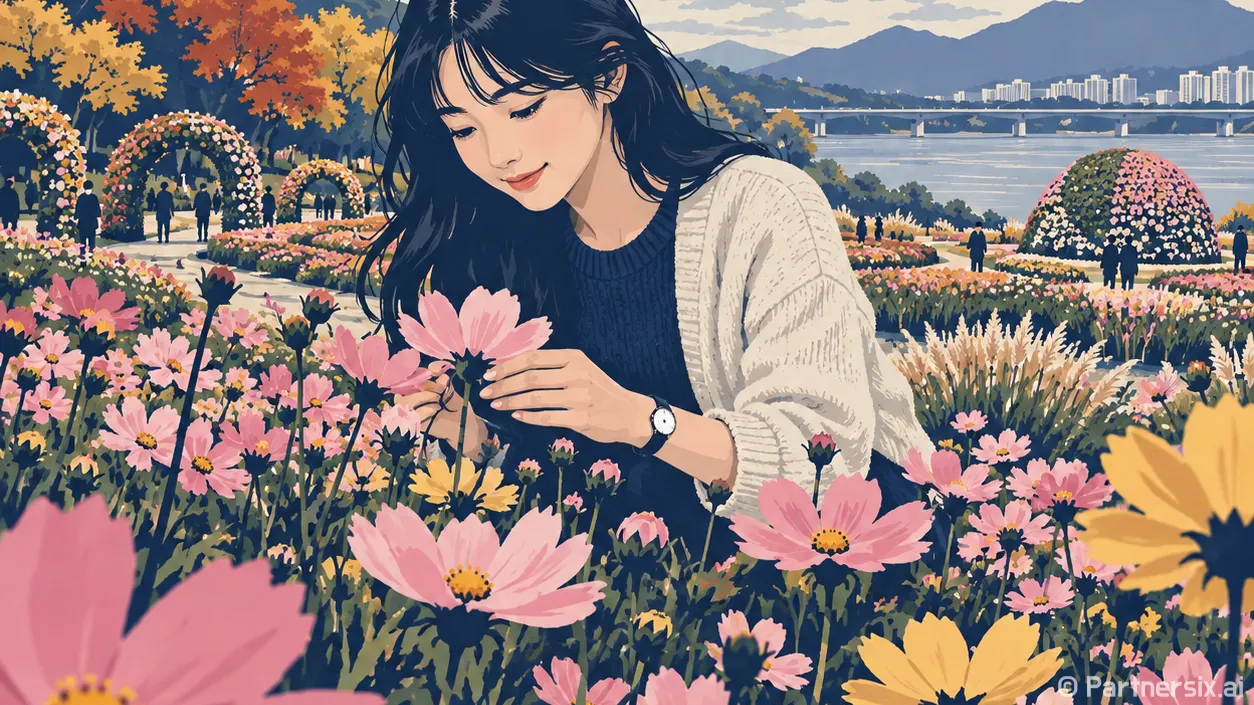 노을 아래 구리 코스모스