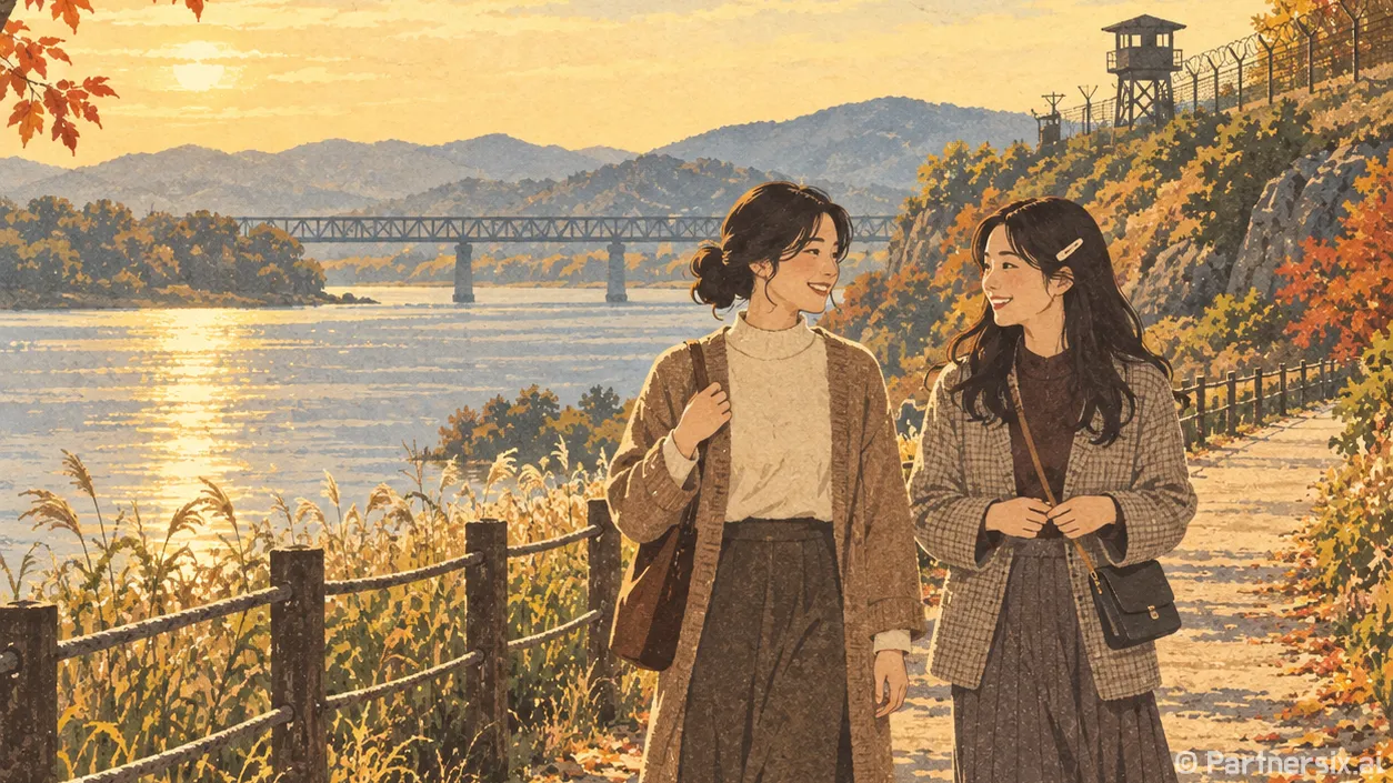 철책 따라 걷는 임진강