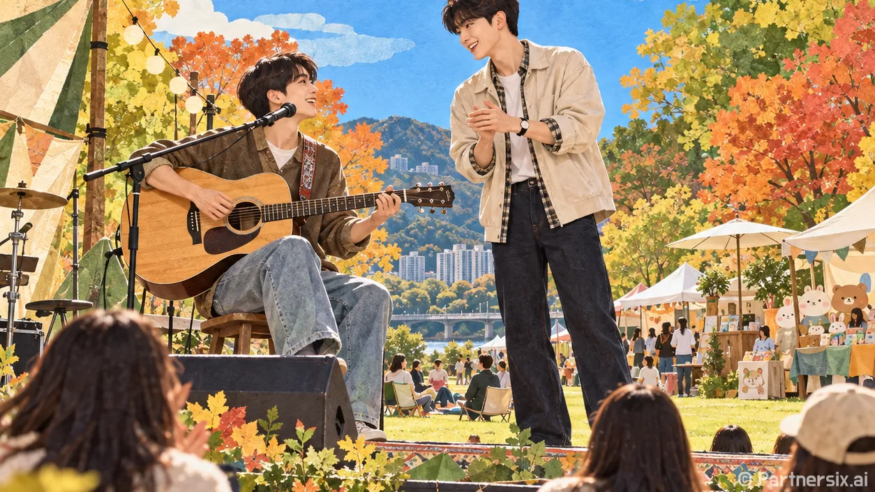 가을 버스킹에 크크낙낙
