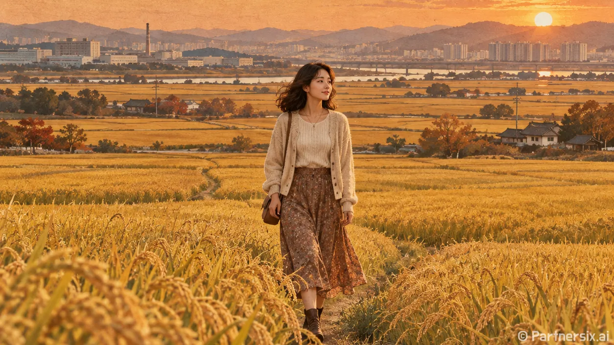 황금 논길에 열린 …