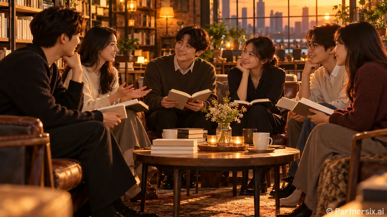 가을밤 밝힌 책의 대화