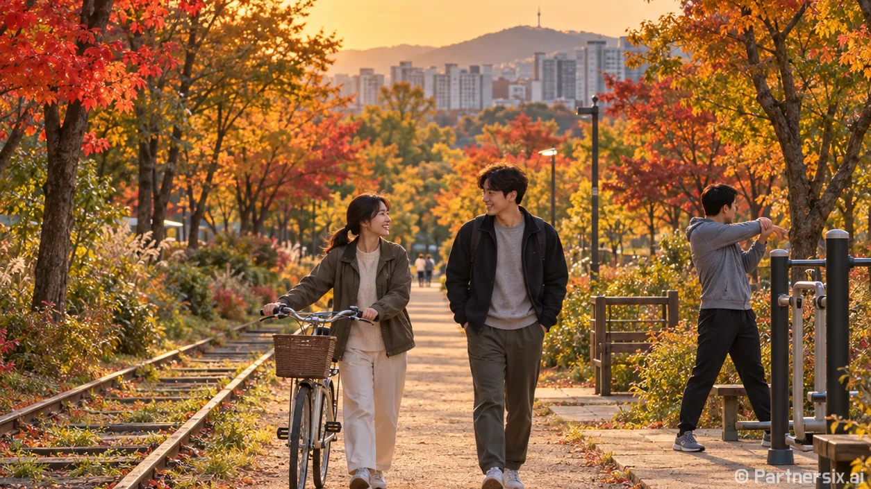 철길 위에 내려앉은 가을