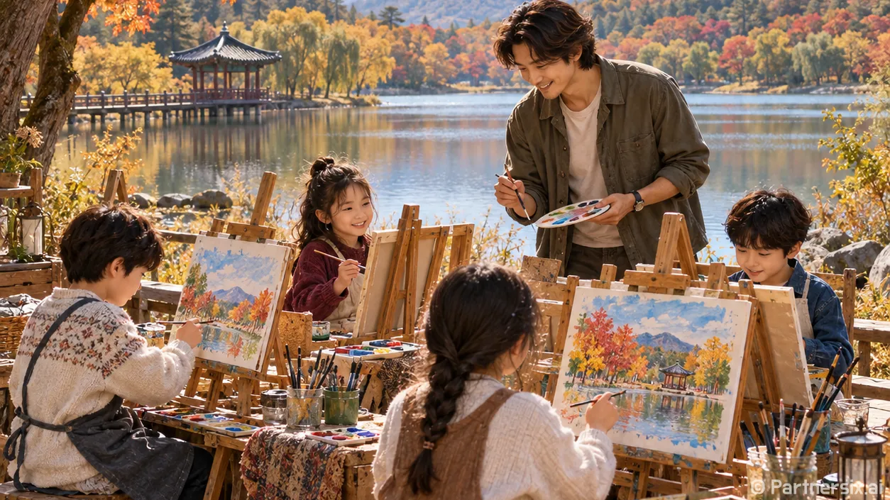 장자못에 물든 어린이 그림