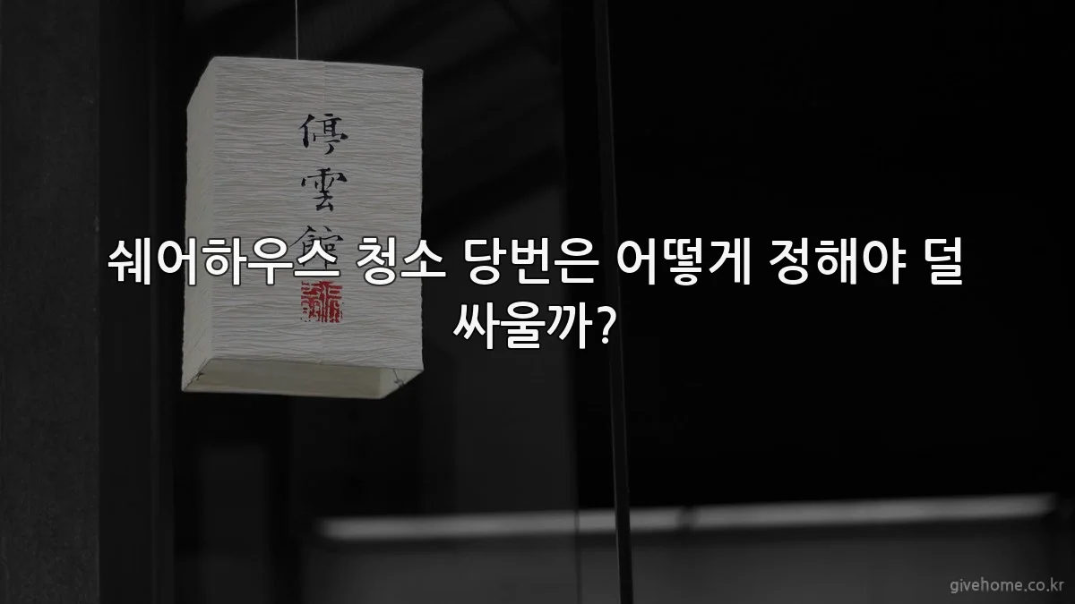쉐어하우스 청소 당번은 어떻게 정해야 덜 싸울까?