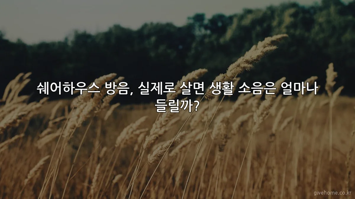 쉐어하우스 방음, 실제로 살면 생활 소음은 얼마나 들릴까?