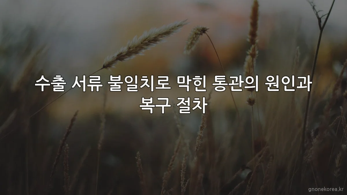수출 서류 불일치로 막힌 통관의 원인과 복구 절차