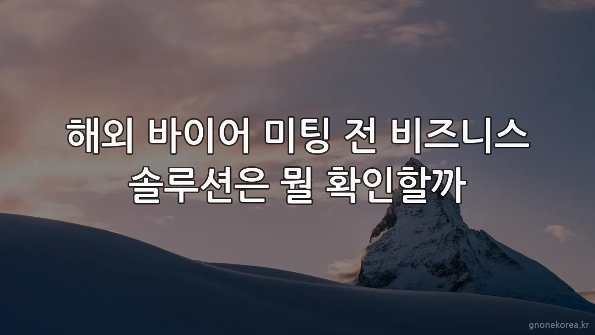 해외 바이어 미팅 전 비즈니스 솔루션은 뭘 확인할까