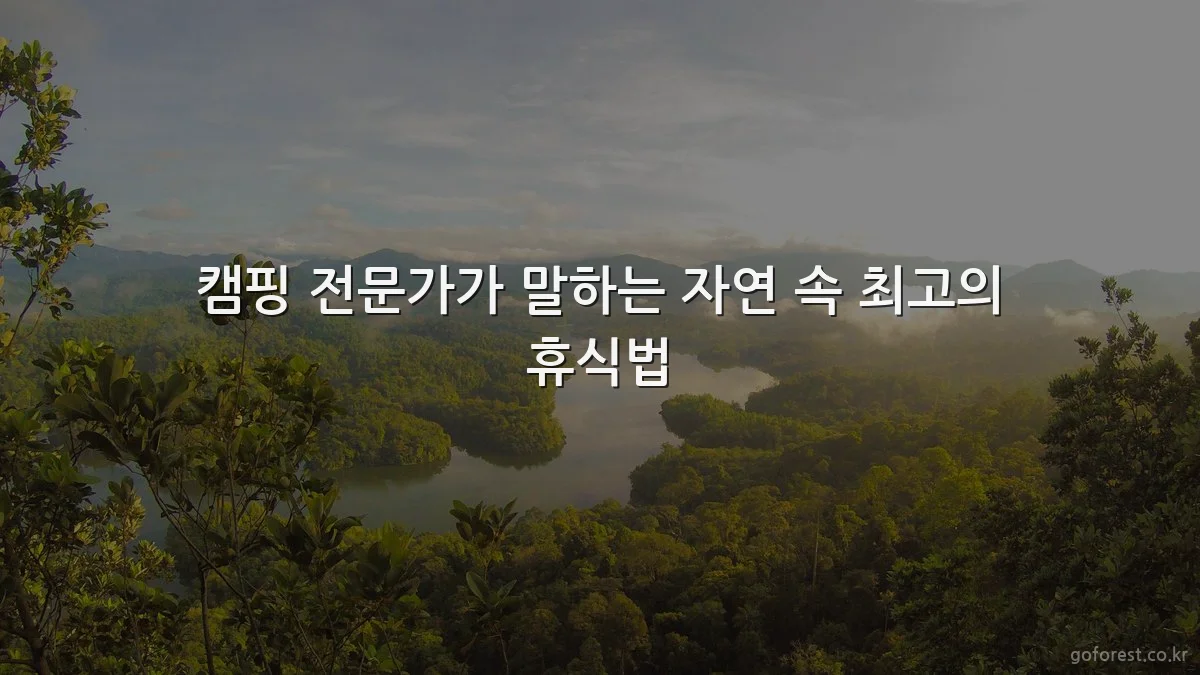 캠핑 전문가가 말하는 자연 속 최고의 휴식법