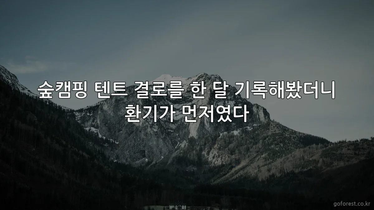 숲캠핑 텐트 결로를 한 달 기록해봤더니 환기가 먼저였다