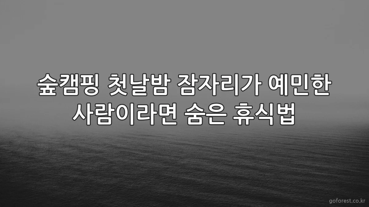 숲캠핑 첫날밤 잠자리가 예민한 사람이라면 숨은 휴식법