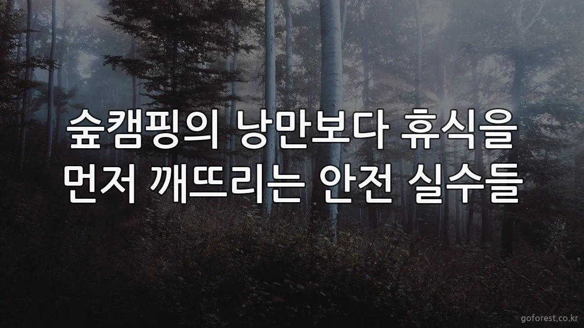 숲캠핑의 낭만보다 휴식을 먼저 깨뜨리는 안전 실수들