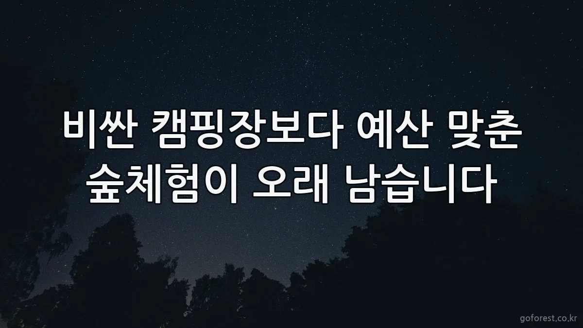 비싼 캠핑장보다 예산 맞춘 숲체험이 오래 남습니다