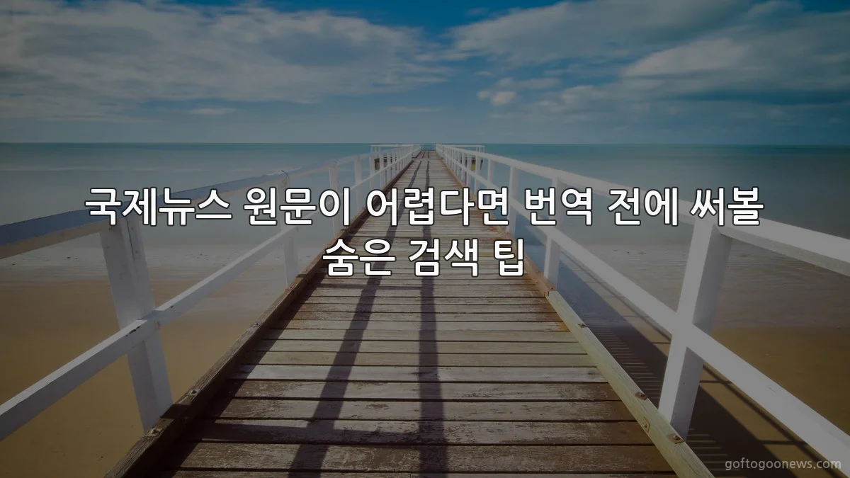 국제뉴스 원문이 어렵다면 번역 전에 써볼 숨은 검색 팁