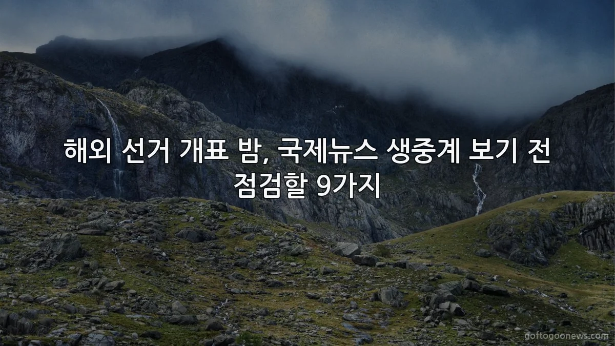 해외 선거 개표 밤, 국제뉴스 생중계 보기 전 점검할 9가지